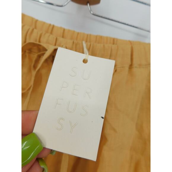 NWT Superfussy Women's Yellow 100% Linen Wide Leg Handmade Pants Size OS - Picture 3 of 5